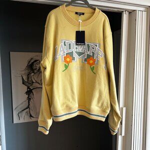 Madhappy *Rare* L Yellow Flower Local Optimist - Chunky Rib Fleece Crewneck